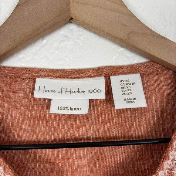 House of Harlow Linen Embroidered Boxy Top Size XS - Picture 3 of 4